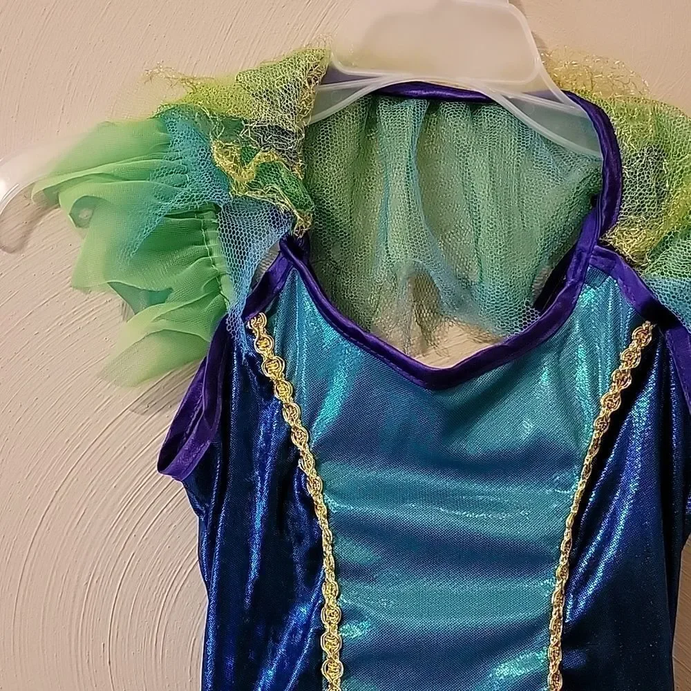 RUBIE'S TURQUOISE AND PURPLE PEACOCK COSTUME, SIZE MEDIUM (8-10)
